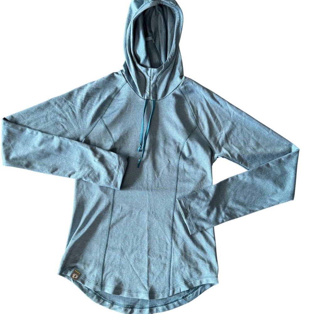 Pearl Izumi Womens M Blue Herringbone Hooded Pullover Thumbholes Running